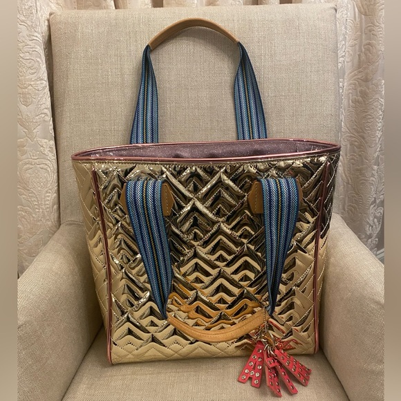 Consuela Handbags - Consuela Gold and Blue Tote Bag